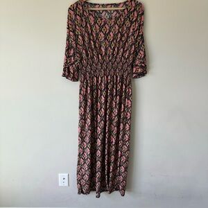 Elegant Pink and Black Maxi Dress